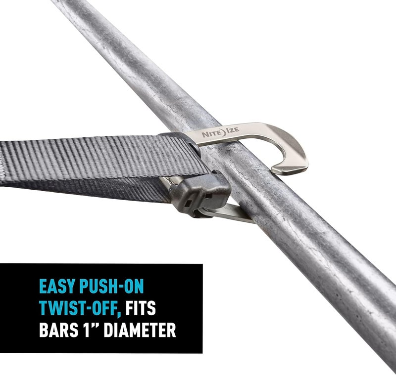 NiteIze CamJam HookLock Strap Hook - Spring-Actuated Tie Down Hook - Corrosion-Resistant Hook & Tempered Steel Cargo Fastener - Heavy-Duty Load Securing Hook for 1-Inch Straps - Large (2 Pack) - Image 2